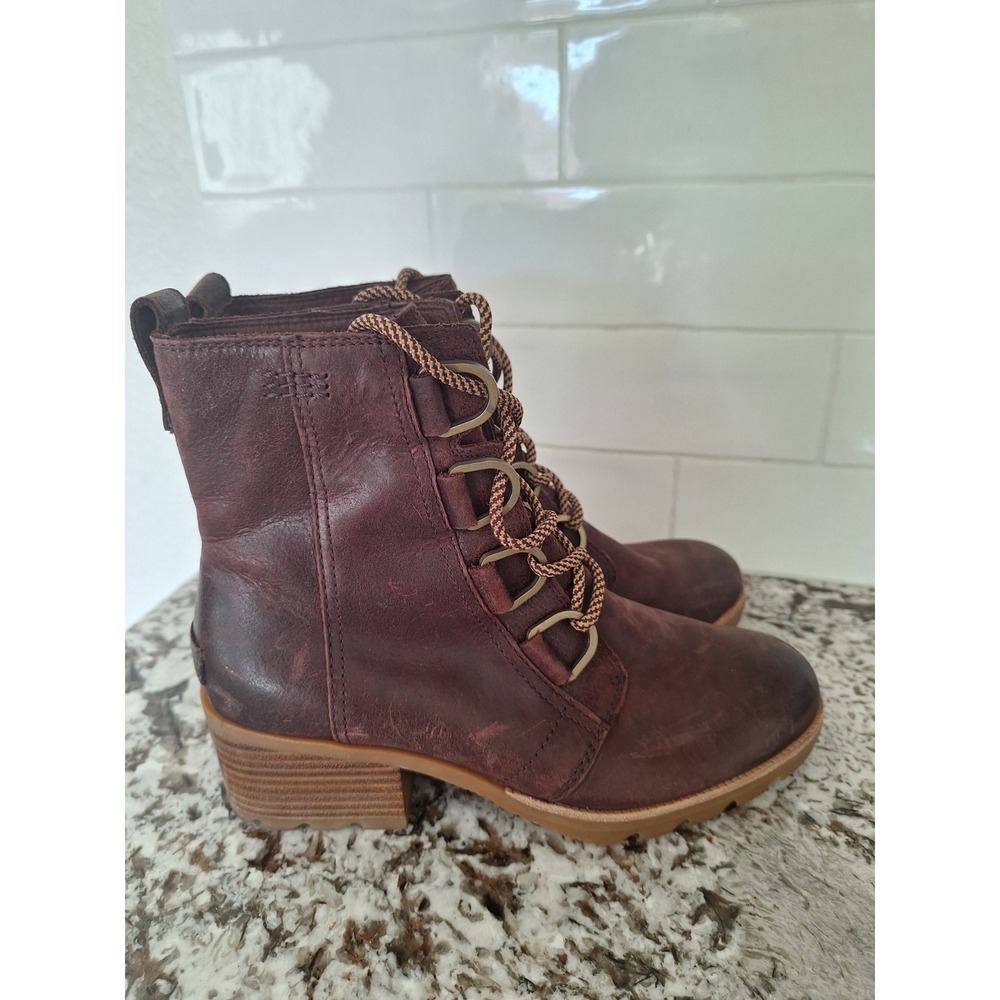 Sorel Brown Leather Lace-Up Ankle Boots